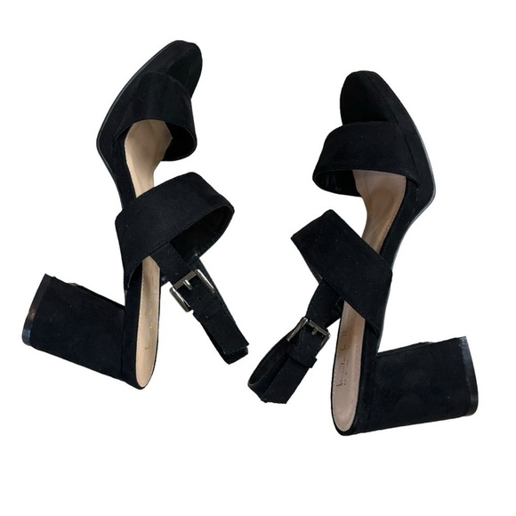 Nicole Miller New York Black Strappy Sandal Chunky Heels Women’s 10 Summer - Picture 9 of 14